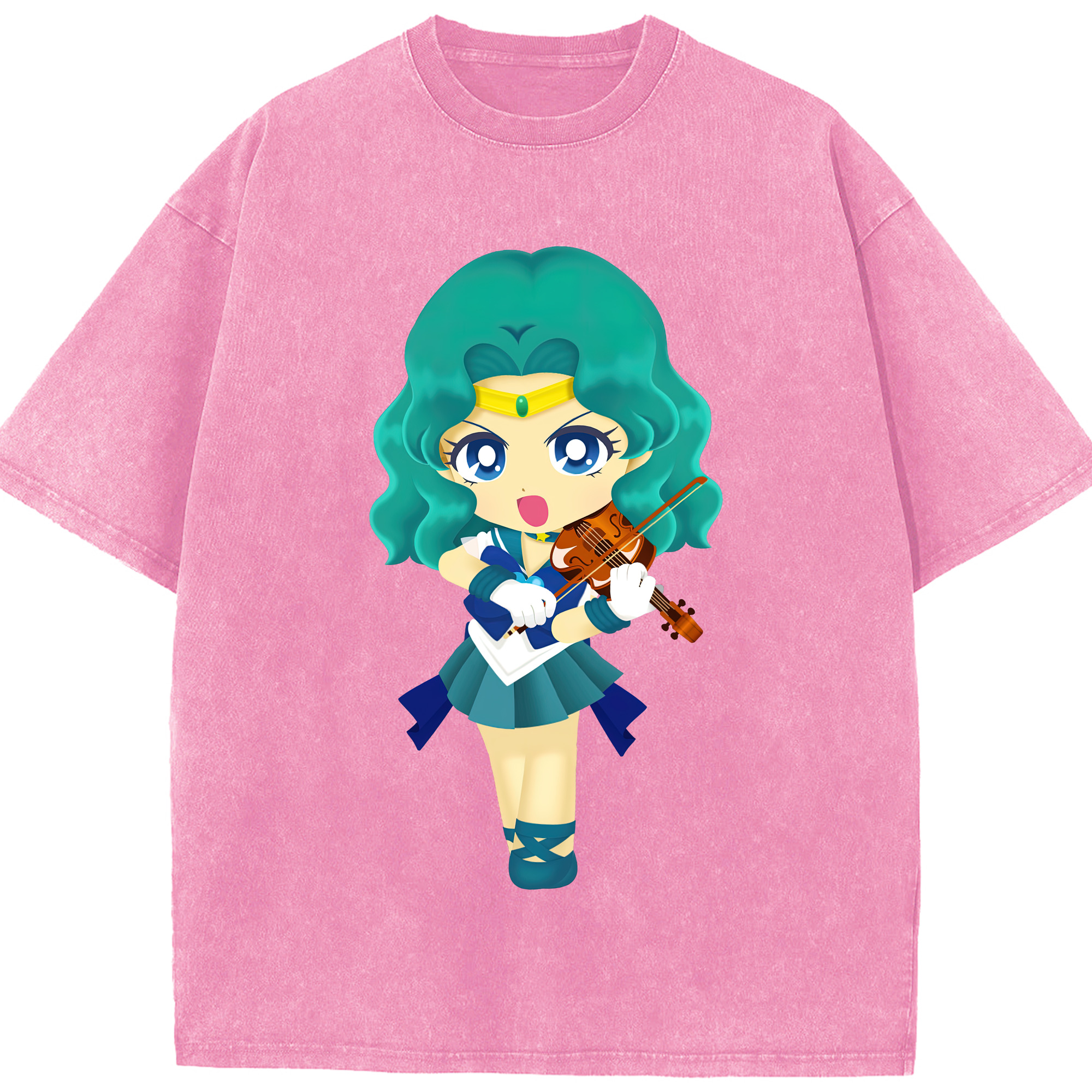 （画像用） 美少女戦士セーラームーン 海王 みちる（かいおう みちる） Sailor Moon Kaiou Michiru 綿100% ヴィンテージ風 半袖Tシャツ（フロントプリント）
